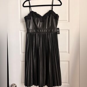 Express Black Lace and Leather Dress